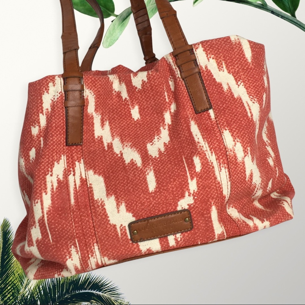 Lucky Brand Red and Cream Shoulder Bag